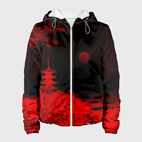 Женская куртка Башня в красной сепии / 3D-Белый – фото 1