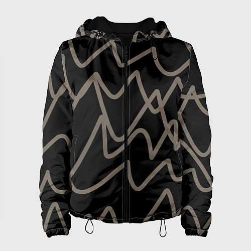 Женская куртка Кривые рукописные линии чёрно-коричневый / 3D-Черный – фото 1