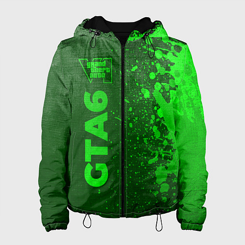Женская куртка GTA6 - green gradient по-вертикали / 3D-Черный – фото 1