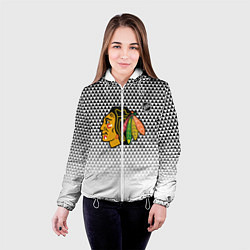 Куртка с капюшоном женская Чикаго Блэкхокс - геометрический паттерн с градиен, цвет: 3D-белый — фото 2