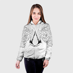 Куртка с капюшоном женская Ассасин Крид - узор ворон, цвет: 3D-белый — фото 2