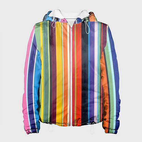 Женская куртка Разноцветная полоска / 3D-Белый – фото 1