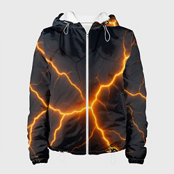 Куртка с капюшоном женская Молнии и черные плиты, цвет: 3D-белый