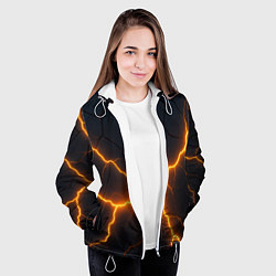 Куртка с капюшоном женская Молнии и черные плиты, цвет: 3D-белый — фото 2