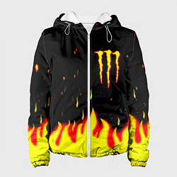 Куртка с капюшоном женская Monster energy fire steel, цвет: 3D-белый