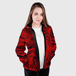 Куртка с капюшоном женская Красный смешение пластика, цвет: 3D-черный — фото 2