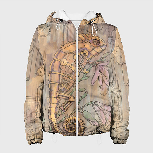 Женская куртка Стимпанк механический киберхамелеон / 3D-Белый – фото 1