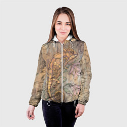 Куртка с капюшоном женская Стимпанк механический киберхамелеон, цвет: 3D-белый — фото 2