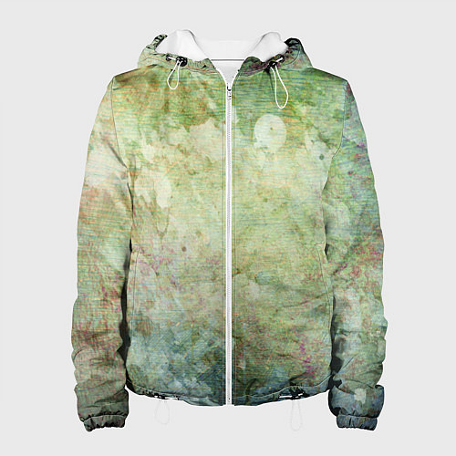 Женская куртка Абстракция - faded spots on a green background / 3D-Белый – фото 1