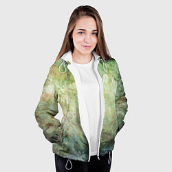 Куртка с капюшоном женская Абстракция - faded spots on a green background, цвет: 3D-белый — фото 2