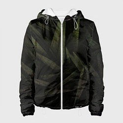 Куртка с капюшоном женская Абстракция - green triangles, цвет: 3D-белый