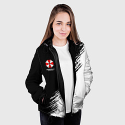 Куртка с капюшоном женская Umbrella Corp - black and white, цвет: 3D-черный — фото 2