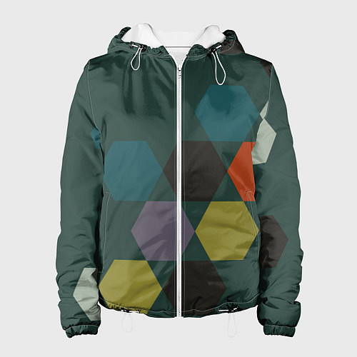 Женская куртка Кластер зеленая ночь / 3D-Белый – фото 1