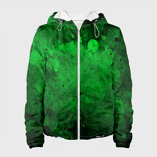 Женская куртка Абстракция - green acid stains / 3D-Белый – фото 1