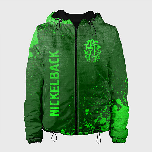 Женская куртка Nickelback - green gradient вертикально / 3D-Черный – фото 1