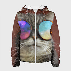 Женская куртка A Cat with multicolored glasses