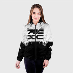 Куртка с капюшоном женская Кибер текстура - черно белая, цвет: 3D-черный — фото 2