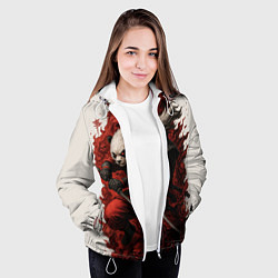 Куртка с капюшоном женская Демоническая панда самурай - нейроарт, цвет: 3D-белый — фото 2