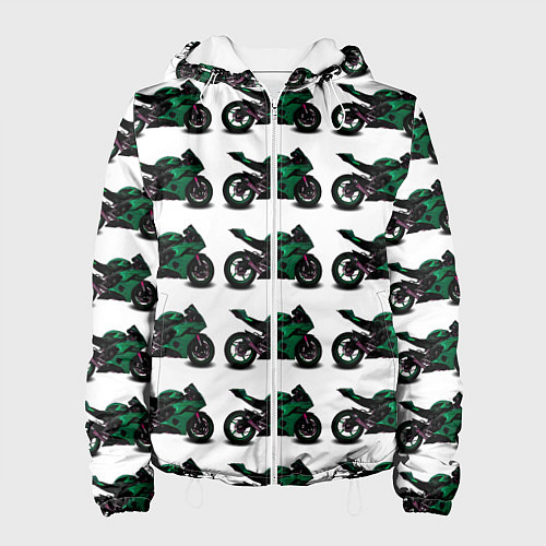 Женская куртка Motorbike dark green / 3D-Белый – фото 1
