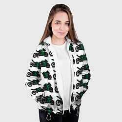 Куртка с капюшоном женская Motorbike dark green, цвет: 3D-белый — фото 2