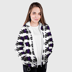 Куртка с капюшоном женская The motorcycle is dark purple, цвет: 3D-белый — фото 2