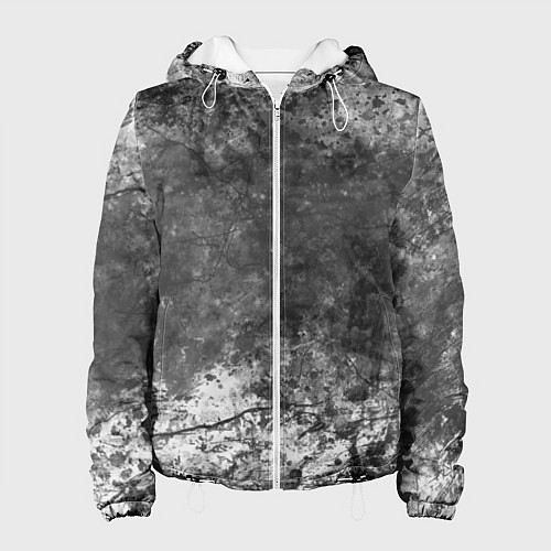 Женская куртка Абстракция - grey and white wall with cracks / 3D-Белый – фото 1