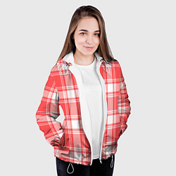 Куртка с капюшоном женская Checked red white, цвет: 3D-белый — фото 2