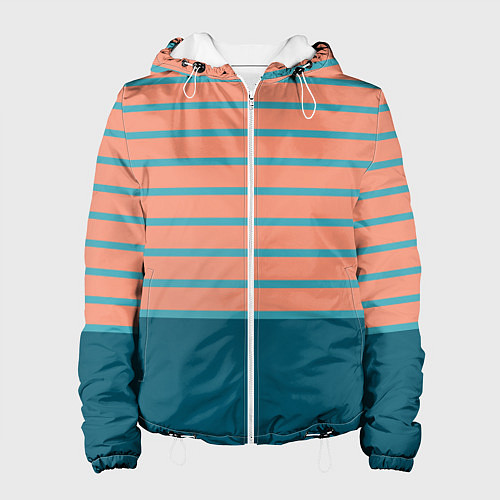 Женская куртка Полосатый мандариновый морской рассвет / 3D-Белый – фото 1