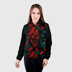 Куртка с капюшоном женская Демоны Oni - нейроарт, цвет: 3D-черный — фото 2