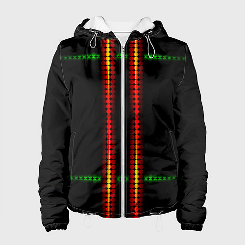 Женская куртка Neon black green circles / 3D-Белый – фото 1