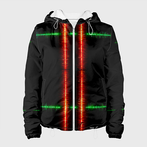 Женская куртка Color black green red lines / 3D-Белый – фото 1