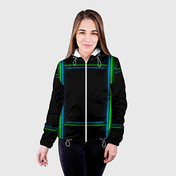 Куртка с капюшоном женская Neon green light blue, цвет: 3D-белый — фото 2