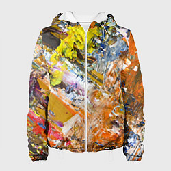 Женская куртка Живая Абстракция: Поток Цветов и Форм в Постоянном