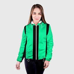 Куртка с капюшоном женская Color turquoise black line, цвет: 3D-белый — фото 2
