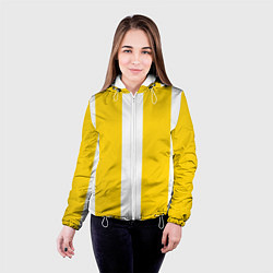 Куртка с капюшоном женская Color yellow white line, цвет: 3D-белый — фото 2
