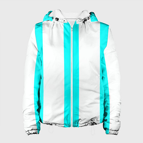 Женская куртка Color light blue white lines / 3D-Белый – фото 1