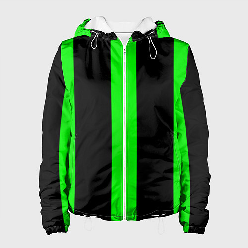 Женская куртка Color green black lines / 3D-Белый – фото 1