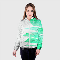 Куртка с капюшоном женская Color white light blue strip, цвет: 3D-белый — фото 2