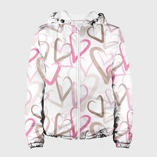 Женская куртка Розовые сердца / 3D-Белый – фото 1