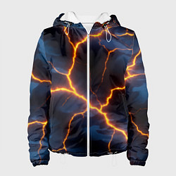 Куртка с капюшоном женская Молния на камуфляжной текстуре, цвет: 3D-белый