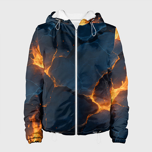 Женская куртка Разлом плит с огнем / 3D-Белый – фото 1