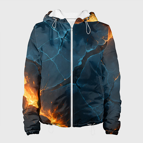 Женская куртка Разлом плит с огнем / 3D-Белый – фото 1