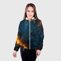 Куртка с капюшоном женская Разлом плит с огнем, цвет: 3D-белый — фото 2
