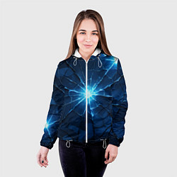 Куртка с капюшоном женская Синий камуфляж со вспышками, цвет: 3D-белый — фото 2