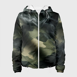 Куртка с капюшоном женская Камуфляжная ткань с дымом, цвет: 3D-белый