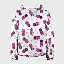 Куртка с капюшоном женская Персонажи корейского сериала игра в кальмара, цвет: 3D-белый