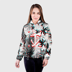 Куртка с капюшоном женская Doom тропики глитч, цвет: 3D-белый — фото 2