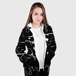 Куртка с капюшоном женская Doom logo штрихи, цвет: 3D-белый — фото 2