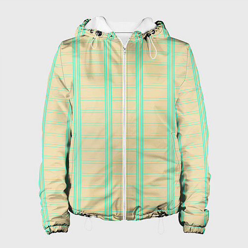 Женская куртка Color beige cage blue stripes / 3D-Белый – фото 1