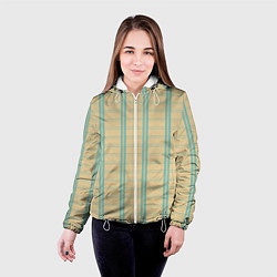 Куртка с капюшоном женская Color beige cage light blue stripes, цвет: 3D-белый — фото 2